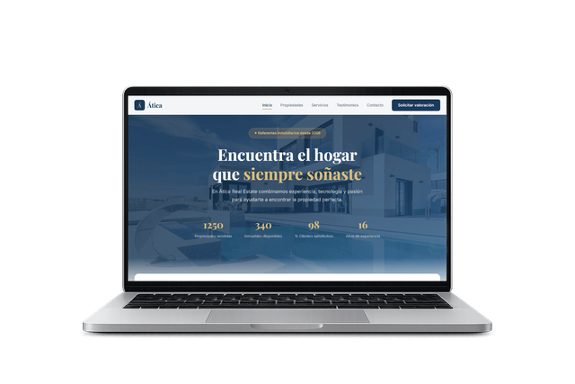 Vorschau der Website Ática Real Estate auf einem Laptop.