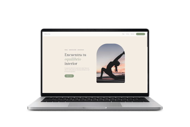 Vorschau der Website Alma Zen Yoga auf einem Laptop.
