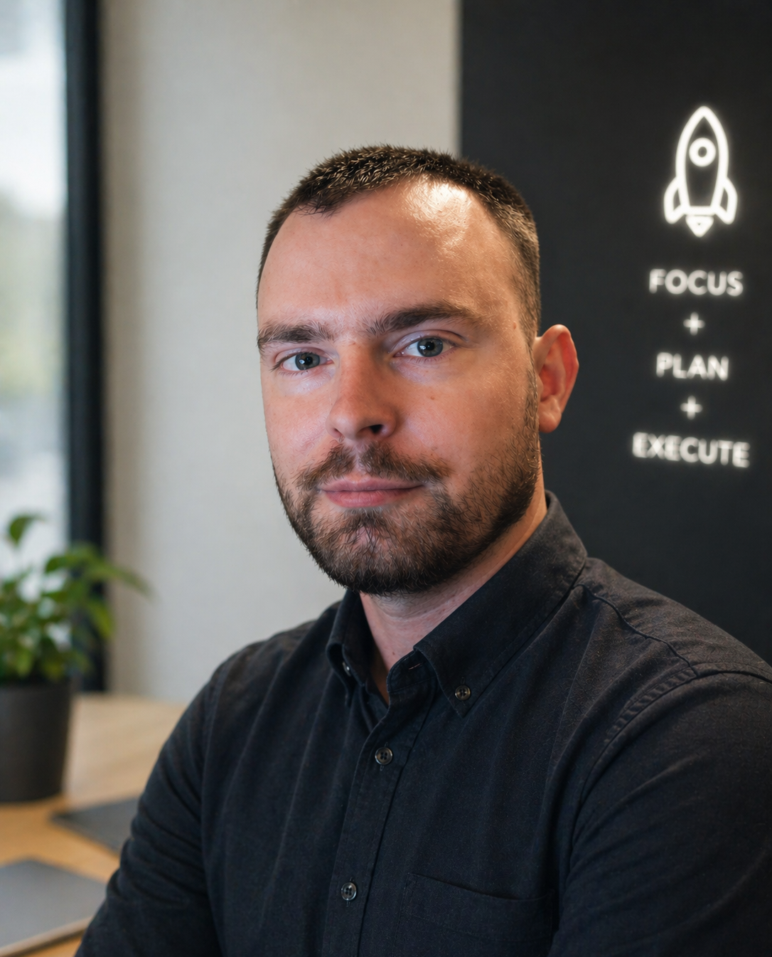 Kevin, Gründer von Kevinwa Studio, am Arbeitsplatz